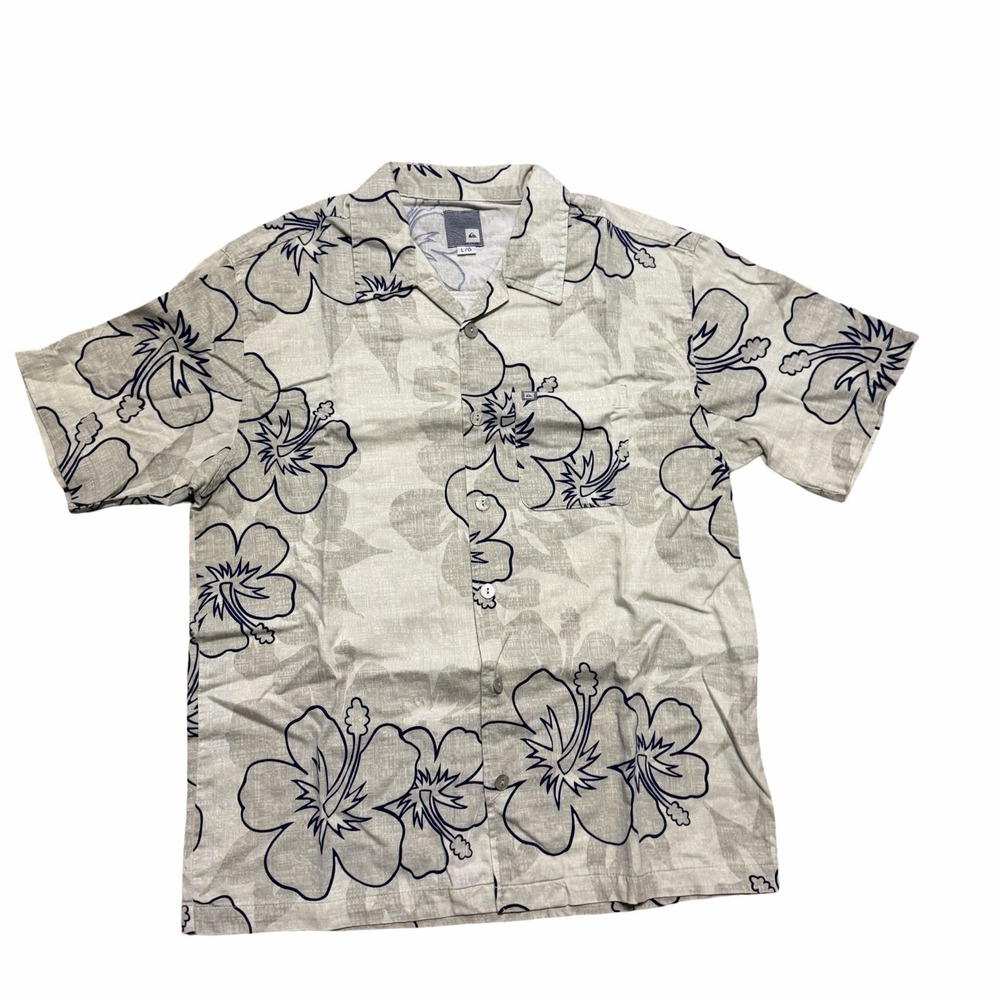 Vintage Quicksilver Short Sleeve Button Up Shirt USA Made Men's Large Hawaiian‎